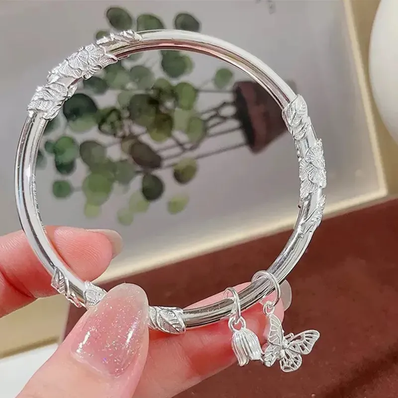 Royal Dragon Mirror 999 Fine Silver Sterling Silver Bracelets Women's-2