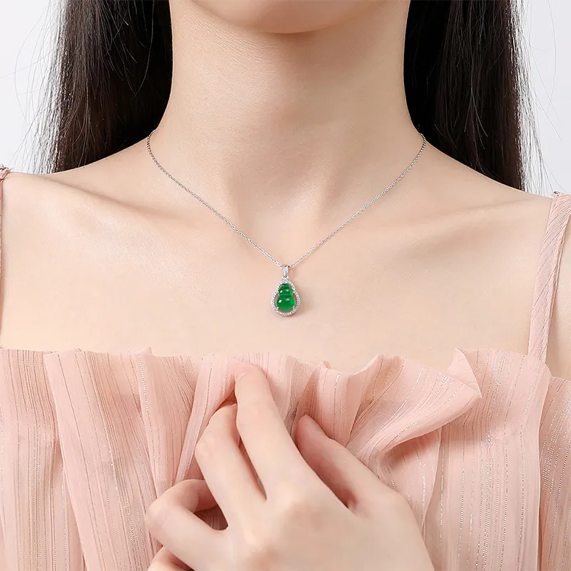Royal Dragon Mirror Chalcedony Jade Necklaces Women's-4