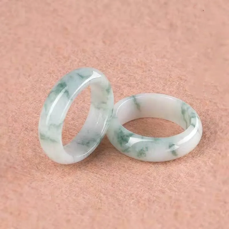 Royal Dragon Mirror Bean Type Jadeite Rings Unisex-1