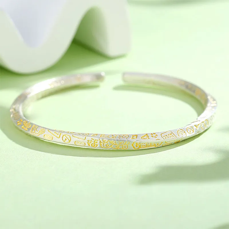 Royal Dragon Mirror 999 Fine Silver Bangles Unisex-1