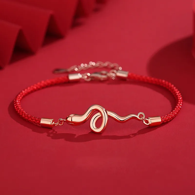 Royal Dragon Mirror S925 Silver Bracelets Women's Red-1