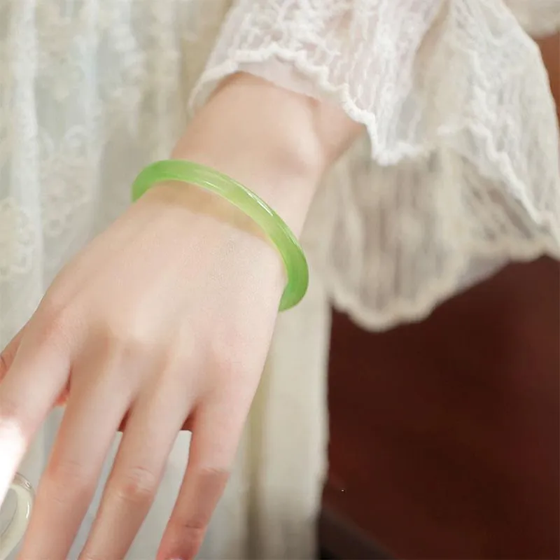 Royal Dragon Mirror Chalcedony Jade Bangles Women's-3