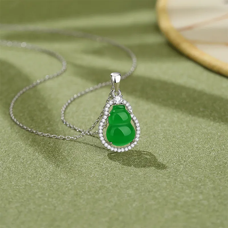 Royal Dragon Mirror Chalcedony Jade Necklaces Women's-3