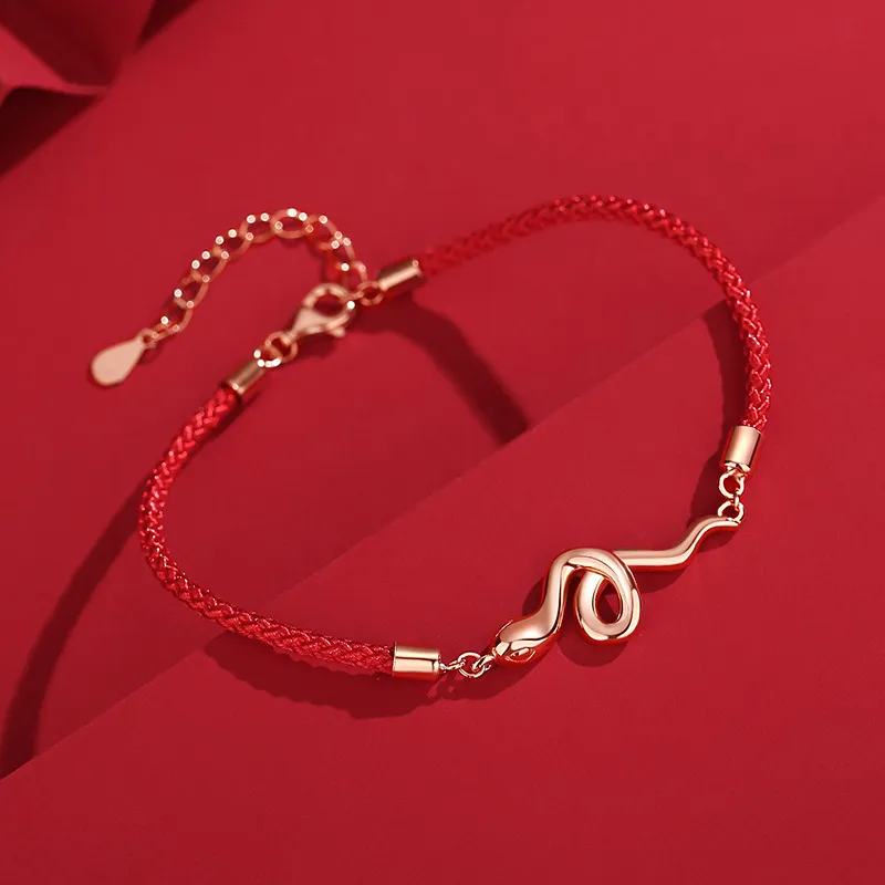 Royal Dragon Mirror S925 Silver Bracelets Women's Red-3