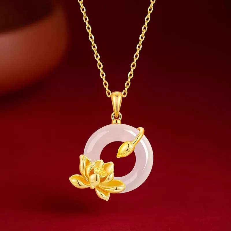 Royal Dragon Mirror Chalcedony Necklaces Women's-4