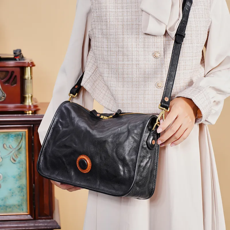 DIFENISE Top Grain Cow Leather Crossbody Bag Women's Multicolor-2