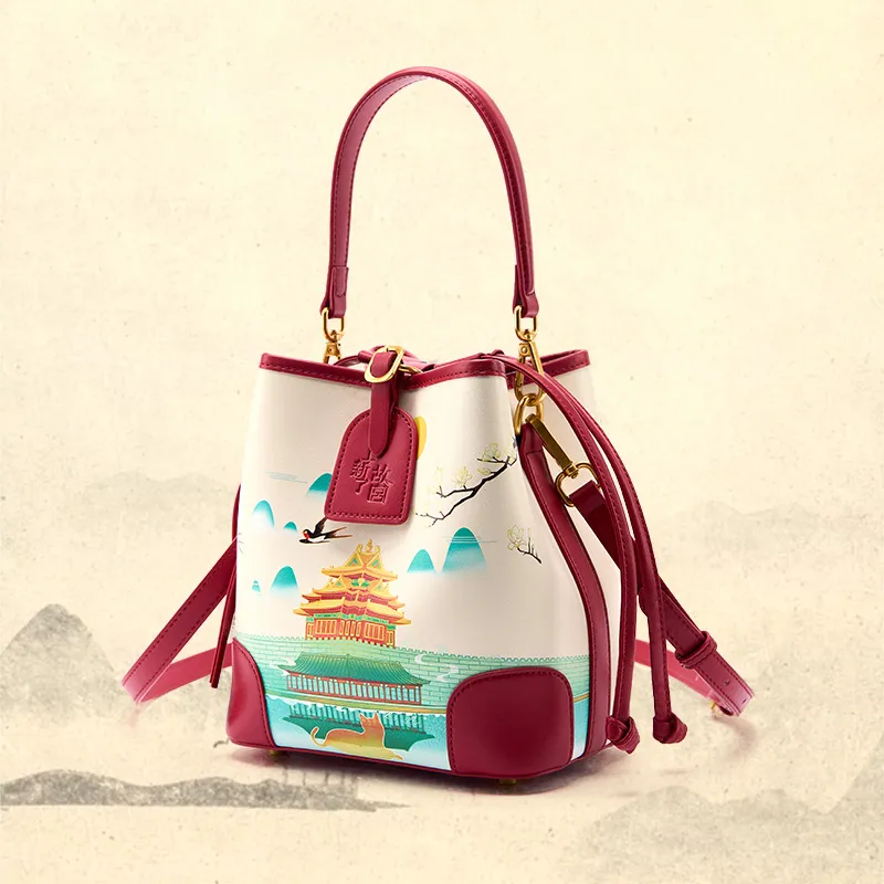 DIFENISE Cow Leather Bucket Bags Shoulder Bag Crossbody Bag Handbag Women's Multicolor-1