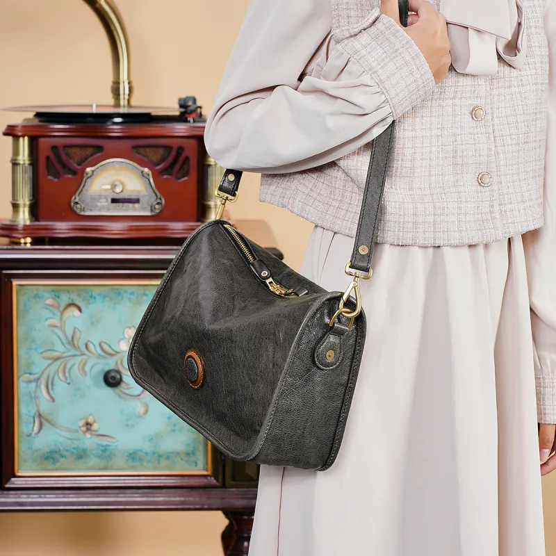 DIFENISE Top Grain Cow Leather Crossbody Bag Women's Multicolor-9
