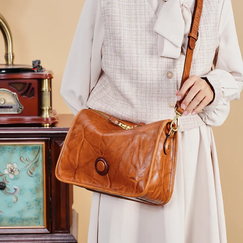 DIFENISE Top Grain Cow Leather Crossbody Bag Women's Multicolor-17