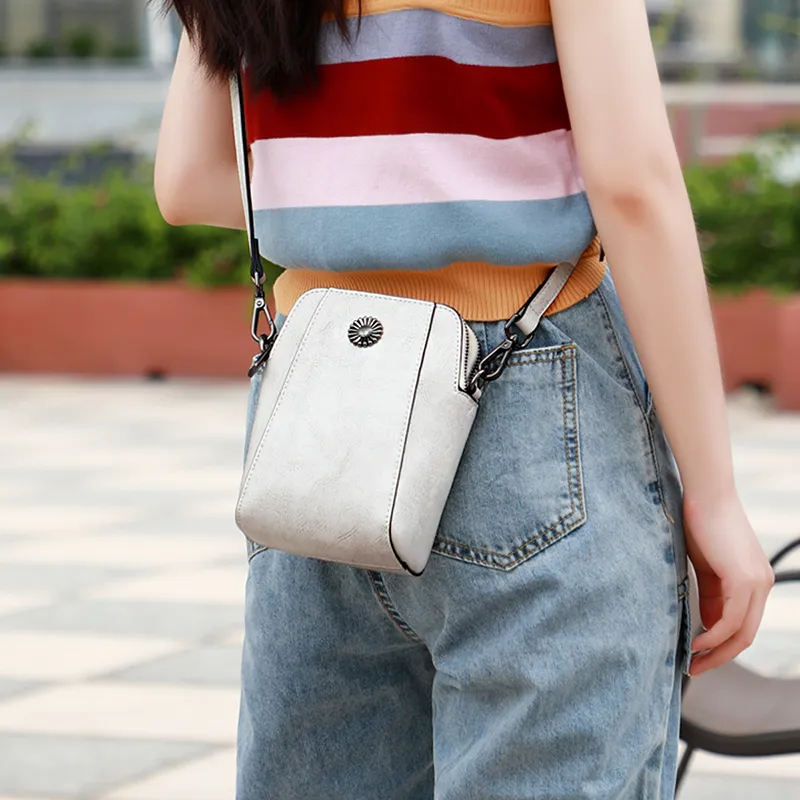 DIFENISE Cow Leather Women's Shoulder Bag Mini Women's White/Black-2
