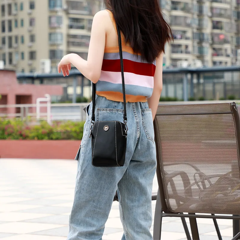 DIFENISE Cow Leather Women's Shoulder Bag Mini Women's White/Black-5
