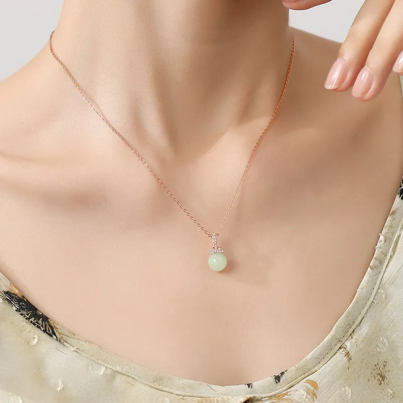Zhi Yue Necklaces Pale Greenish White Jade Women's-1