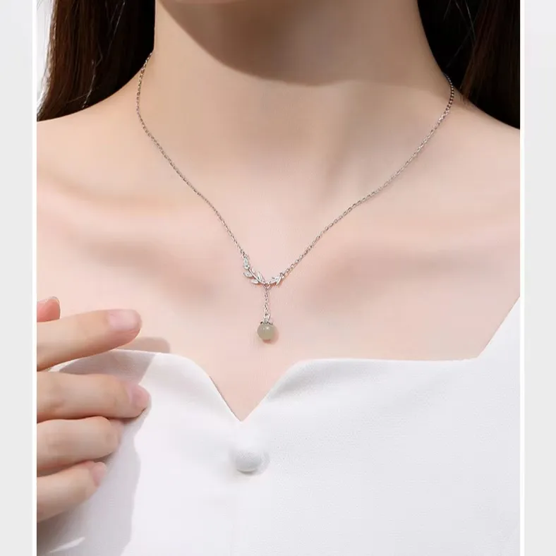 Zhi Yue Hetian Jade Necklaces Pale Greenish White Jade Women's-3