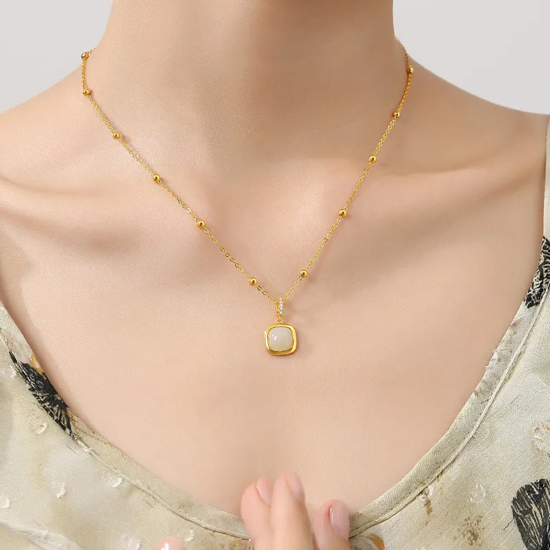 Zhi Yue Hetian Jade Necklaces Pale Greenish White Jade Women's-1