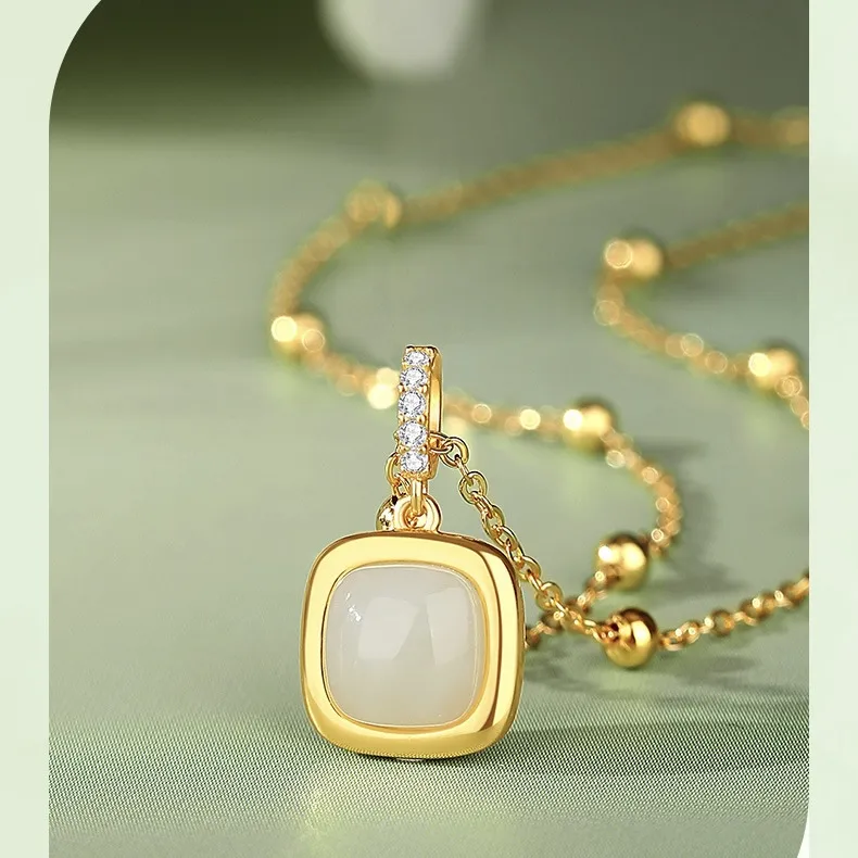Zhi Yue Hetian Jade Necklaces Pale Greenish White Jade Women's-2