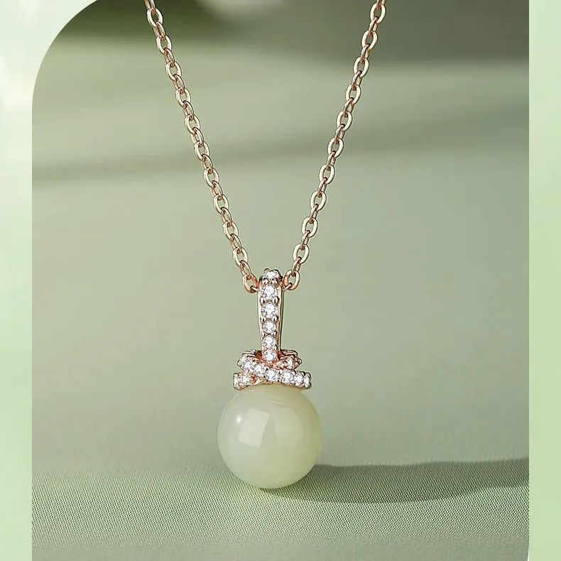 Zhi Yue Necklaces Pale Greenish White Jade Women's-2