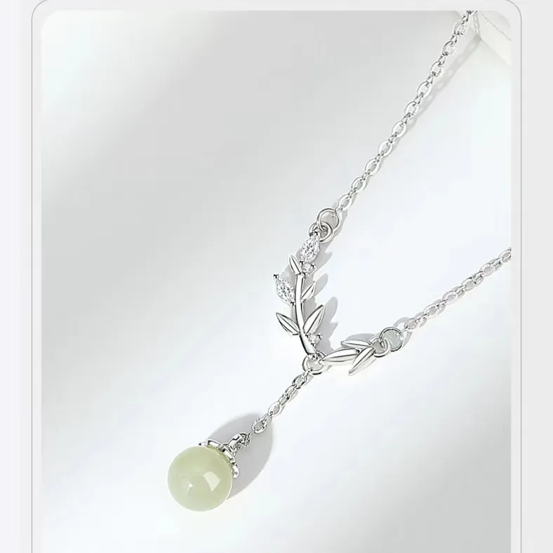 Zhi Yue Hetian Jade Necklaces Pale Greenish White Jade Women's-4