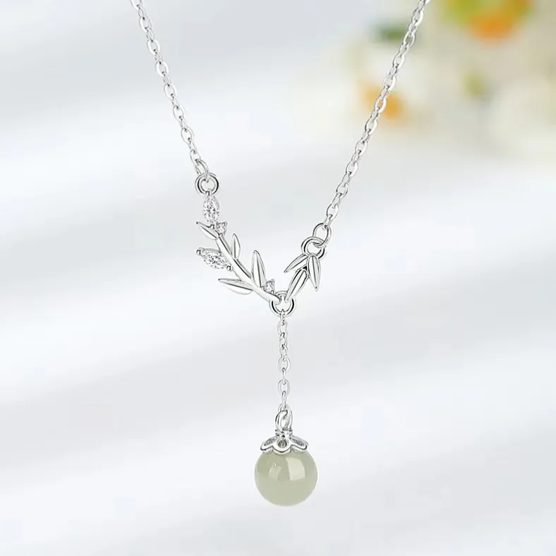 Zhi Yue Hetian Jade Necklaces Pale Greenish White Jade Women's-2