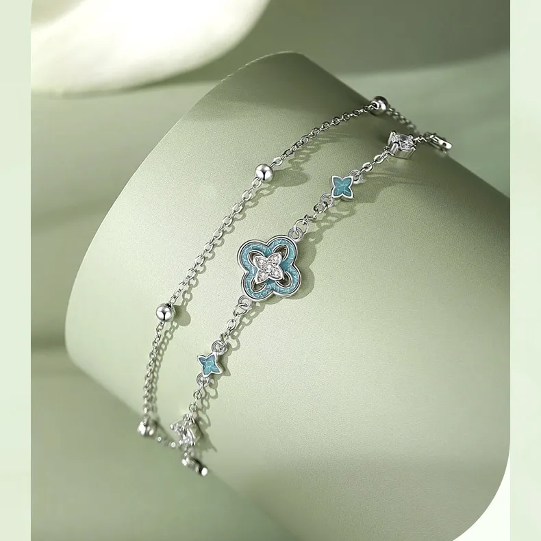 Zhi Yue 925 Sterling Silver Cold Enamel Bracelets Women's Silver-3