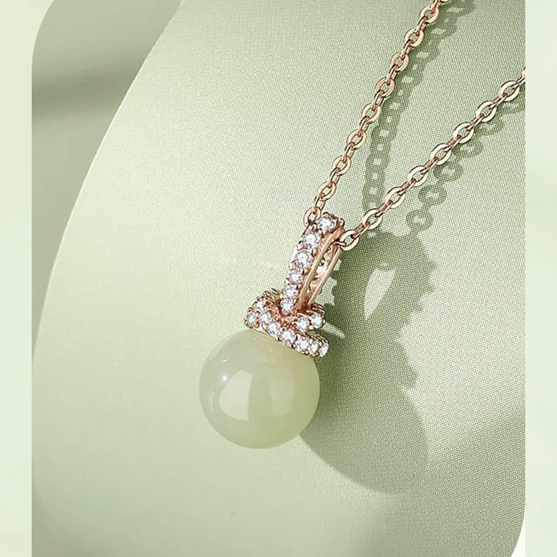 Zhi Yue Necklaces Pale Greenish White Jade Women's-3