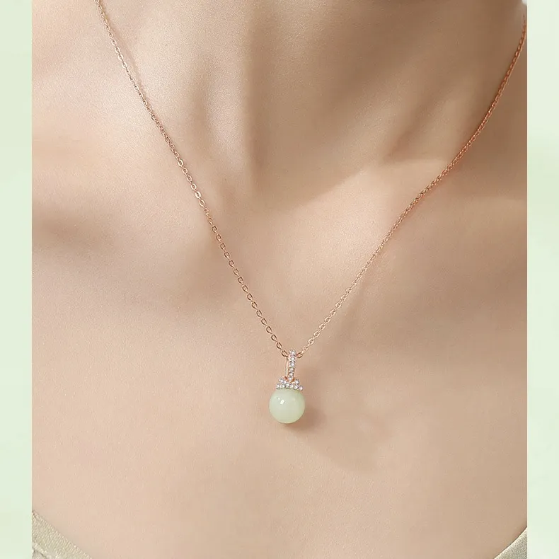 Zhi Yue Necklaces Pale Greenish White Jade Women's-4