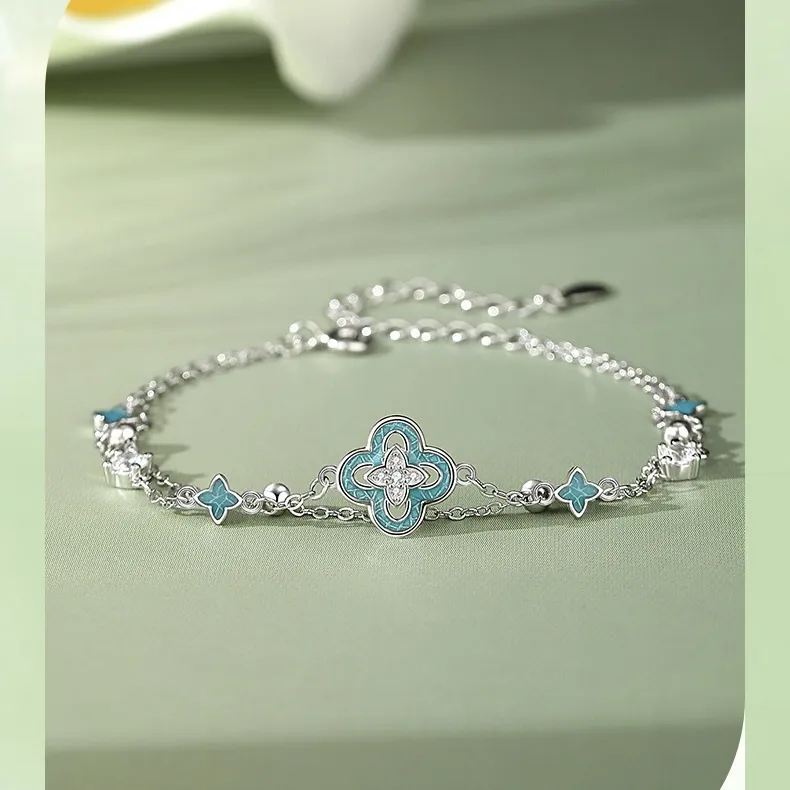 Zhi Yue 925 Sterling Silver Cold Enamel Bracelets Women's Silver-4