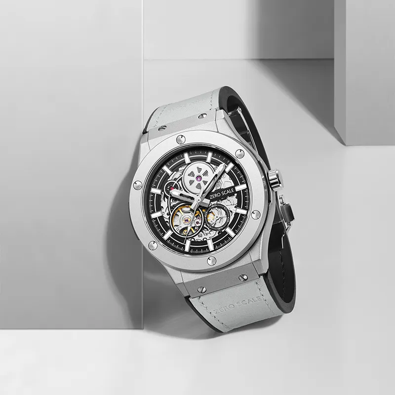 Zero Scale Star Track Zero Gravity Collection Mechanical Movement Rubber Strap Watch Men's Watches Cut Out Dial-3