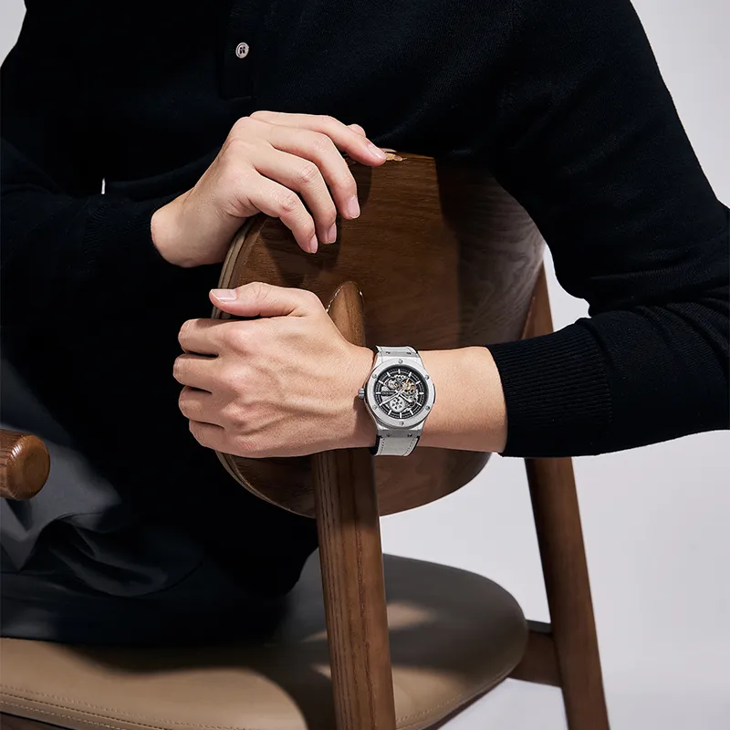 Zero Scale Star Track Zero Gravity Collection Mechanical Movement Rubber Strap Watch Men's Watches Cut Out Dial-2