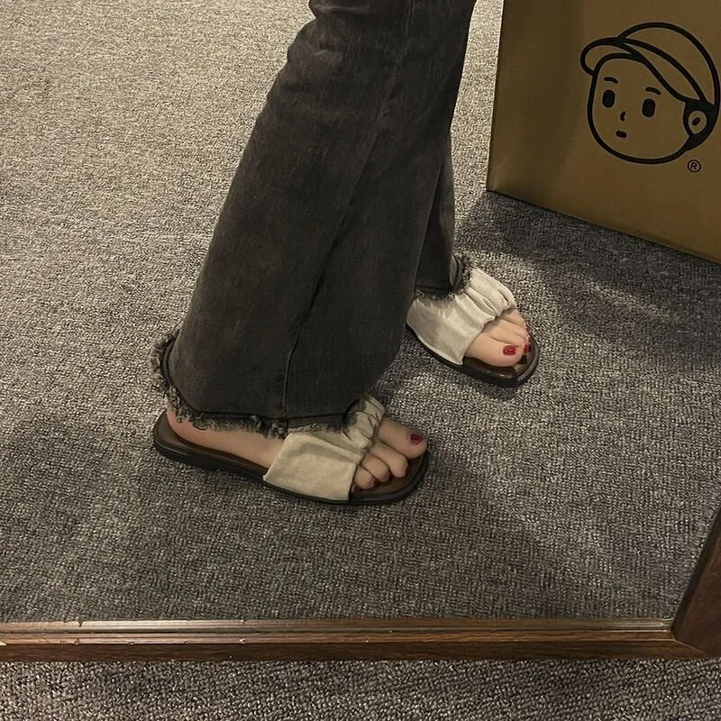 Qiao Anju Slippers Brown, Black Ecru-14