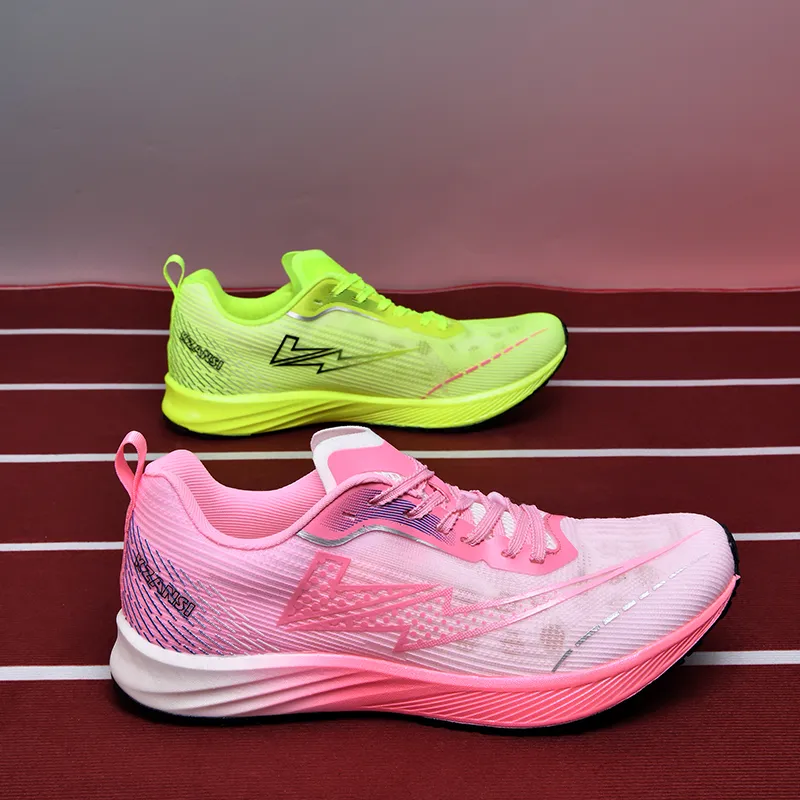KZANSI Abrasion Resistant Slip Resistant Low Top Running Shoes Men's Green Pink-4