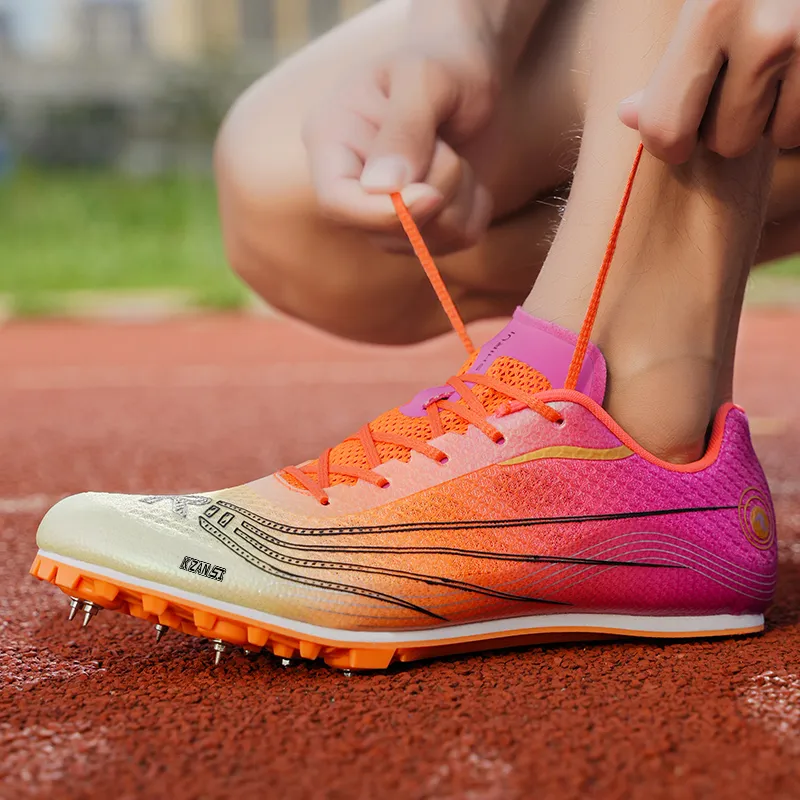 KZANSI Slip-Resistant Breathable Impact-Resistant Low-Top Steel Stud Sprint Running Shoes Unisex-21