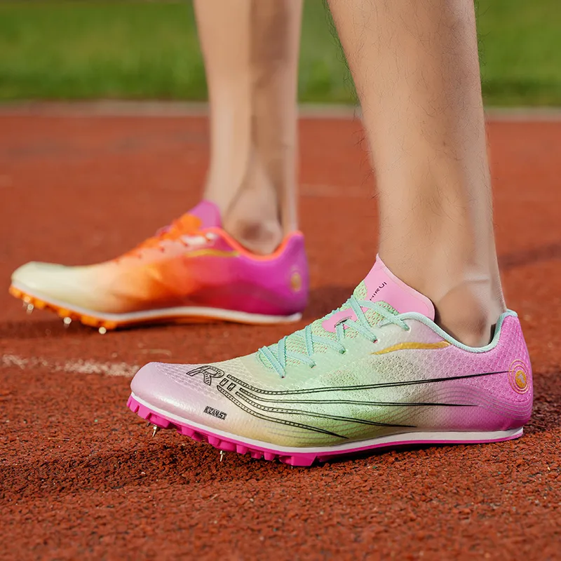 KZANSI Slip-Resistant Breathable Impact-Resistant Low-Top Steel Stud Sprint Running Shoes Unisex-23