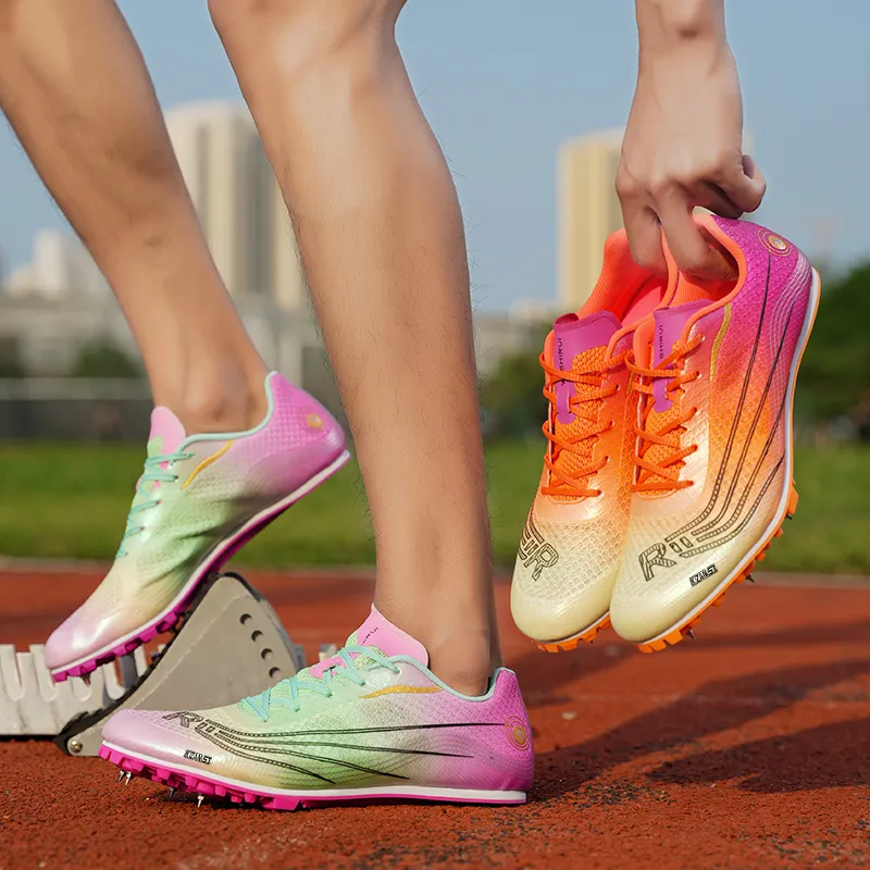 KZANSI Slip-Resistant Breathable Impact-Resistant Low-Top Steel Stud Sprint Running Shoes Unisex-10