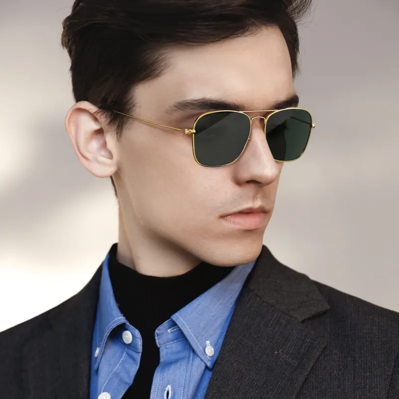 Wood Premium Alloy Square Sunglasses Men's-2