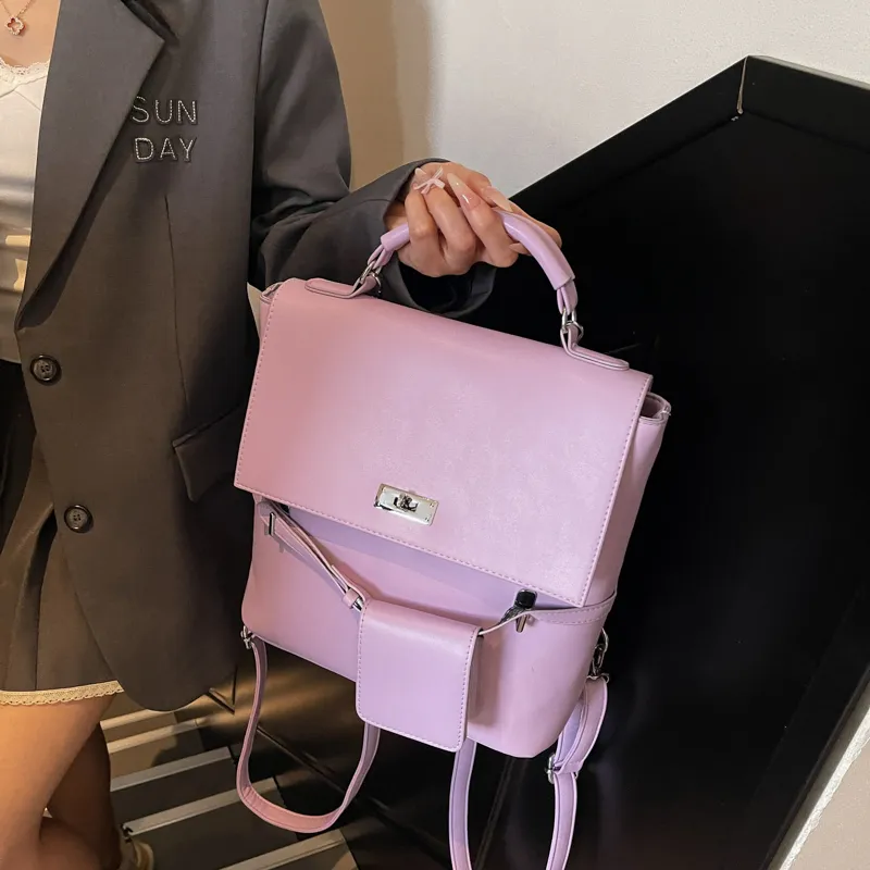 Yi Brigade PU Backpack Regular Women's Black/Blue/Pink/Purple-11