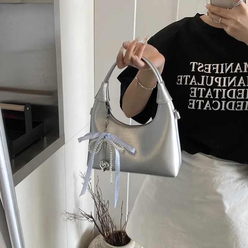 Bansusu PU Shoulder Bag Crossbody Bag Handbag Regular Women's White/Silver/Pink/Black-7