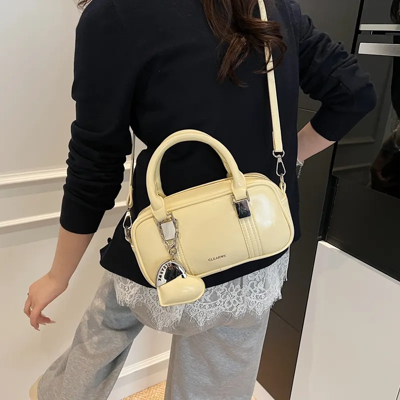 Bansusu PU Crossbody One Shoulder Handbag Women's Black/Light Yellow/White/Pink-14
