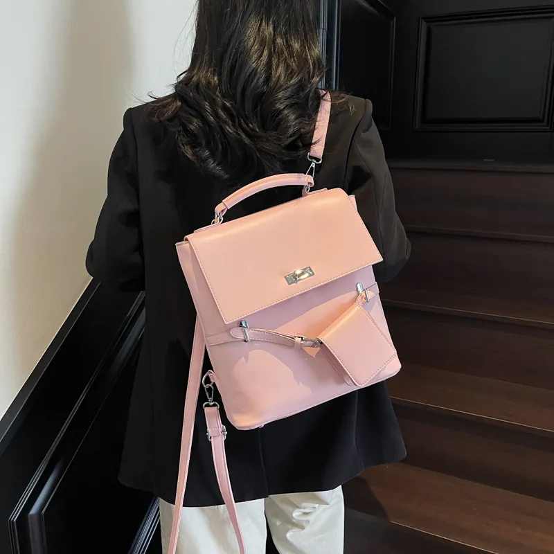 Yi Brigade PU Backpack Regular Women's Black/Blue/Pink/Purple-6