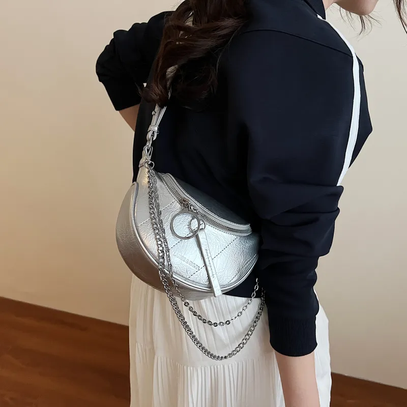 Bansusu PU Crossbody Bag, Shoulder Bag Women's White/Black/Silver/Yellow-5