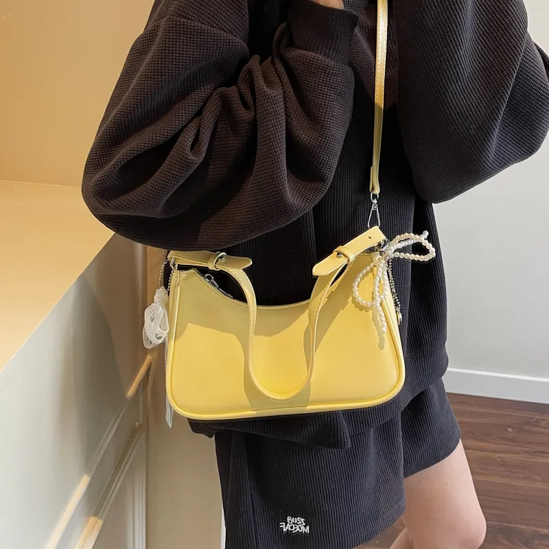 Bansusu PU Shoulder Bag Women's Ecru/Black/Pink/Yellow-13