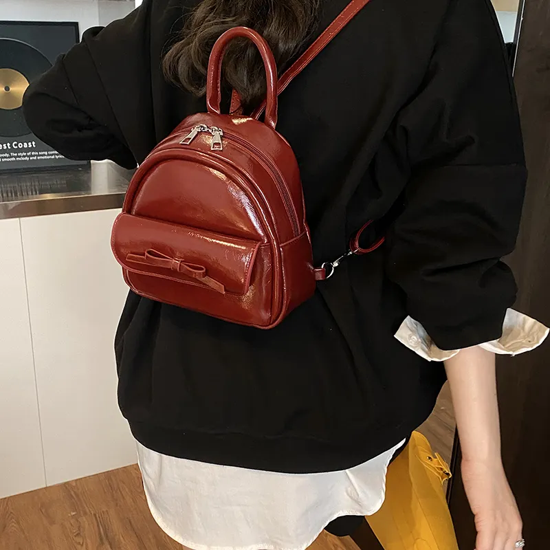 Bansusu PU Backpack Women's Red/Pink/Yellow/Black-3