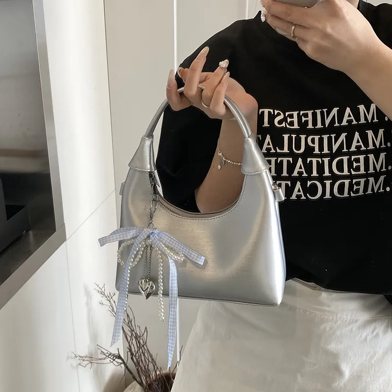 Bansusu PU Shoulder Bag Crossbody Bag Handbag Regular Women's White/Silver/Pink/Black-6