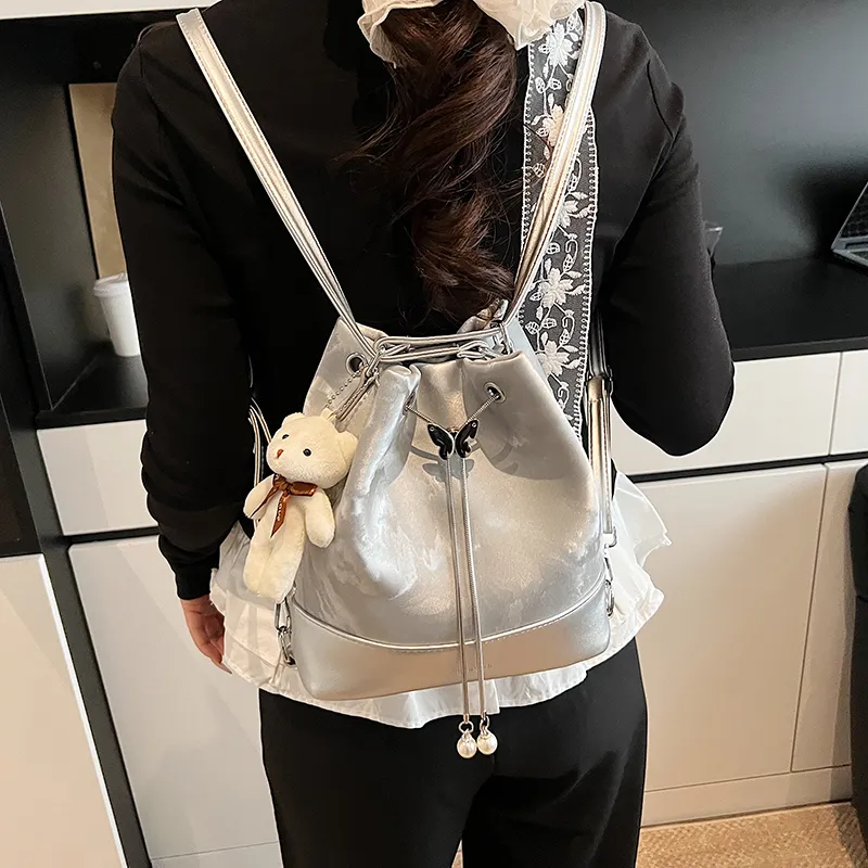 Yi Brigade PU Backpack Women's White/Silver/Pink/Black-6