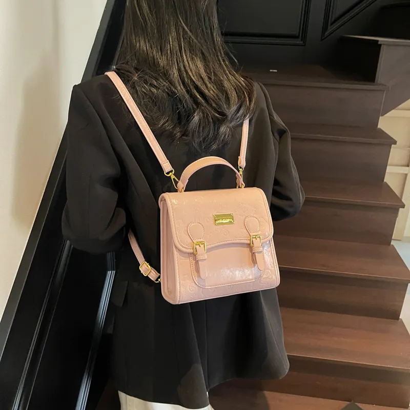 Yi Brigade PU Backpack Regular Women's Black/Ecru/Pink/Blue-6
