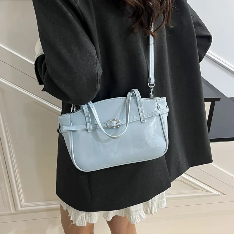 Yi Brigade PU One Shoulder Handbag Women's Blue/Pink/White/Black-3