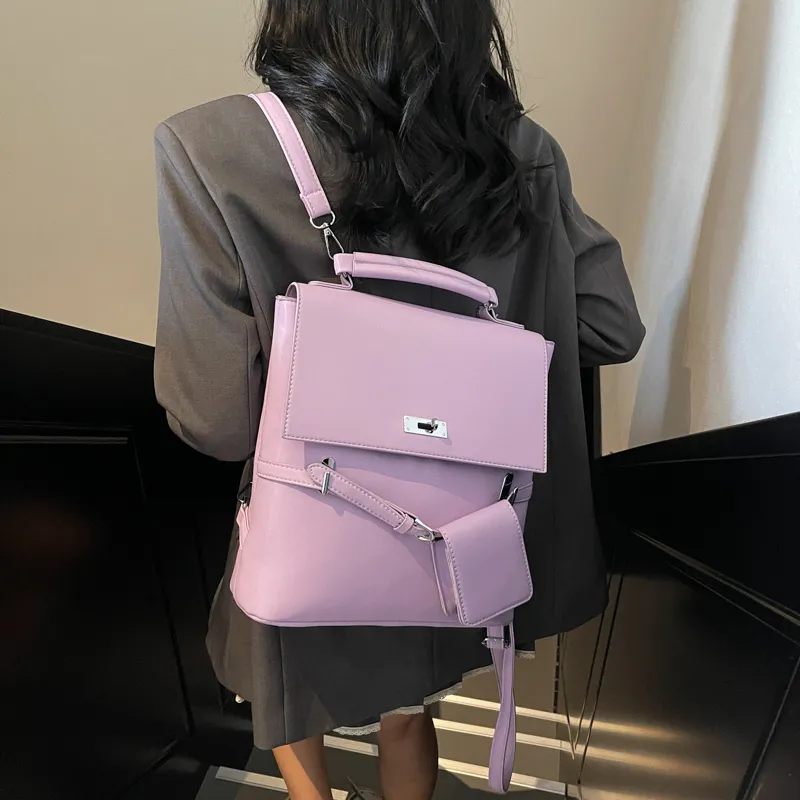Yi Brigade PU Backpack Regular Women's Black/Blue/Pink/Purple-10