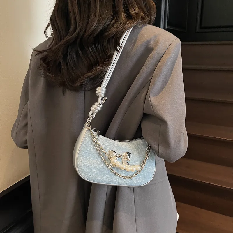 Yi Brigade Fabric Shoulder Bag Regular Women's Black/Royal Blue/Denim Blue/Sky Blue-13