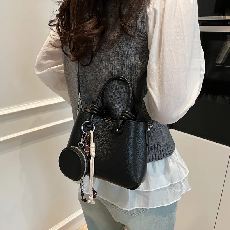 Bansusu PU Crossbody One Shoulder Handbag Women's Black/White/Light Blue/Pink-2