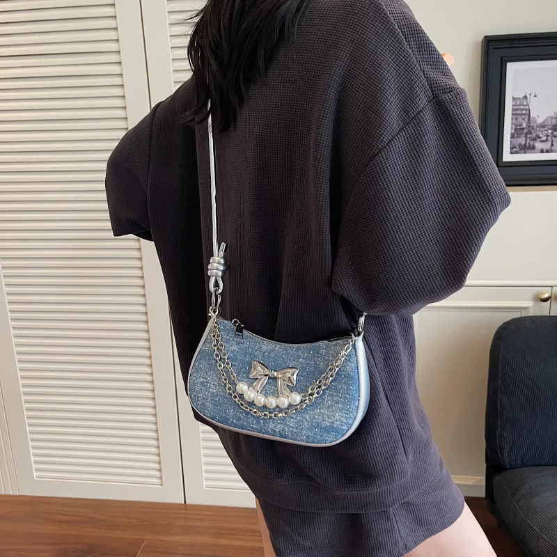 Yi Brigade Fabric Shoulder Bag Regular Women's Black/Royal Blue/Denim Blue/Sky Blue-7