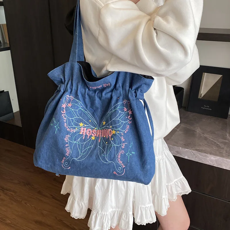 Bansusu Denim Shoulder Bag Regular Women's Light Blue/Dark Blue-6